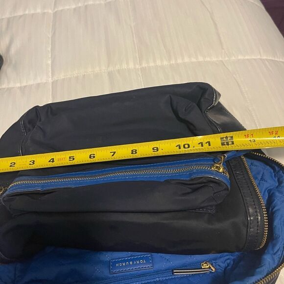 Tory Burch Perry Navy Blue Nylon small backpack royal blue leather trim . - Picture 16 of 16